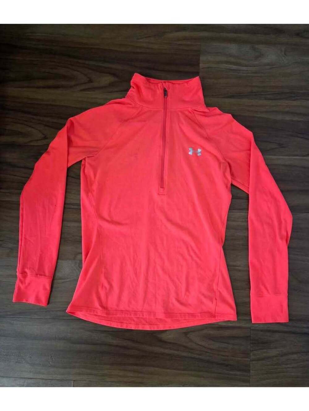Women's Under Armor Long Sleeve Semi-Fitted 1/2 zip Size Small Coral